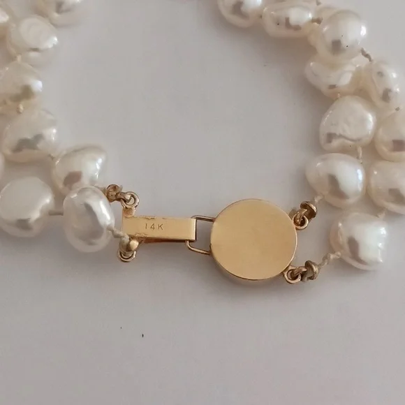 14k double strand pearl bracelet